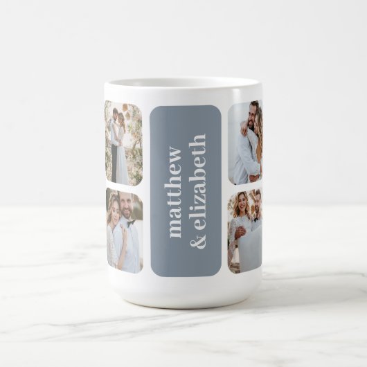 Moderne 8 foto bruiloft koffiemok (Center)