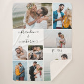 Moderne 8 Foto Collage Elegant Script Aangepast Sherpa Deken (Voorkant)