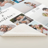 Moderne 8 Foto Collage Elegant Script Aangepast Sherpa Deken (3/4)