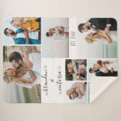 Moderne 8 Foto Collage Elegant Script Aangepast Sherpa Deken (Voorkant (horizontaal))