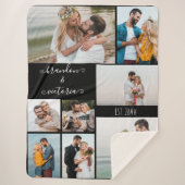 Moderne 8 foto-collage Elegant Script Custom Black Sherpa Deken (Voorkant)