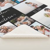 Moderne 8 foto-collage Elegant Script Custom Black Sherpa Deken (3/4)