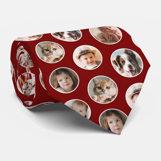 Moderne 8-foto-collage halsdoek stropdas (Opgerold)