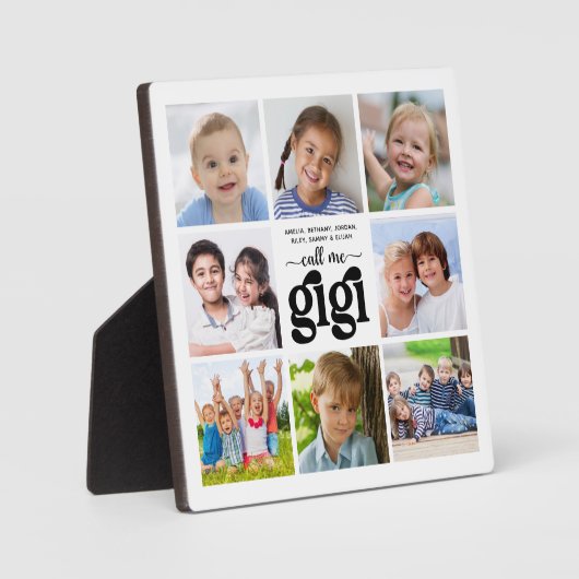 Moderne 8 foto collage namen noemen me Gigi Fotoplaat (Voorkant)