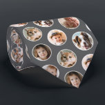 Moderne 8-foto collage Stropdas<br><div class="desc">Voeg een persoonlijk tintje toe aan uw garderobe met deze aangepaste fotostropdas, met een stijlvolle grijze achtergrond met een patroon van ronde lijsten met 8 van uw favoriete afbeeldingen. Of het nu gaat om dierbare familiemomenten, schattige huisdieren of betekenisvolle foto's, dit unieke stropdas transformeert herinneringen in een stijlvol en sentimenteel...</div>