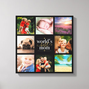 Moderne 8 foto collage Werelds Beste Moeder Canvas Afdruk
