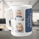 Moderne 8 foto koffiemok<br><div class="desc">Uw favoriete 8 foto's en uw personalisatie op blauw (of elke kleur, ) creëer deze mok voor uzelf, moederdag, vaderdag of een speciale gelegenheid.</div>