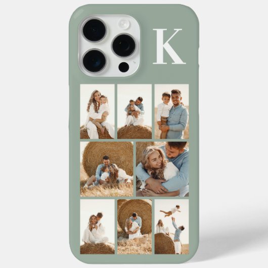 Moderne 8 Foto Sage Groen Case-Mate iPhone Case (Achterkant)