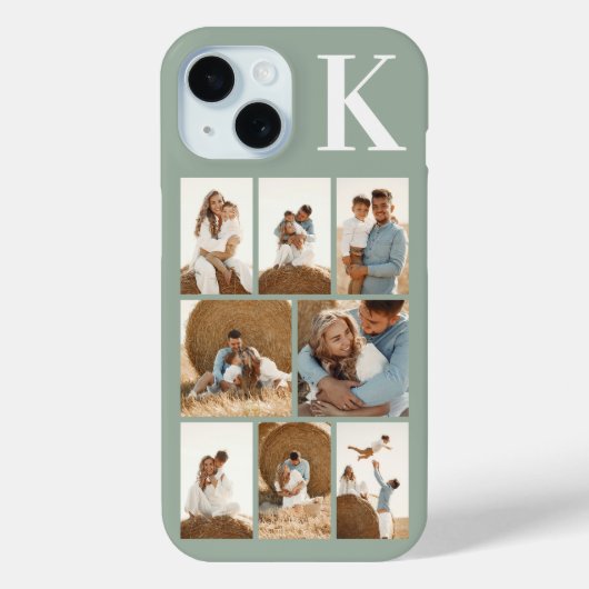 Moderne 8 Foto Sage Groen Case-Mate iPhone Case (Achterkant)