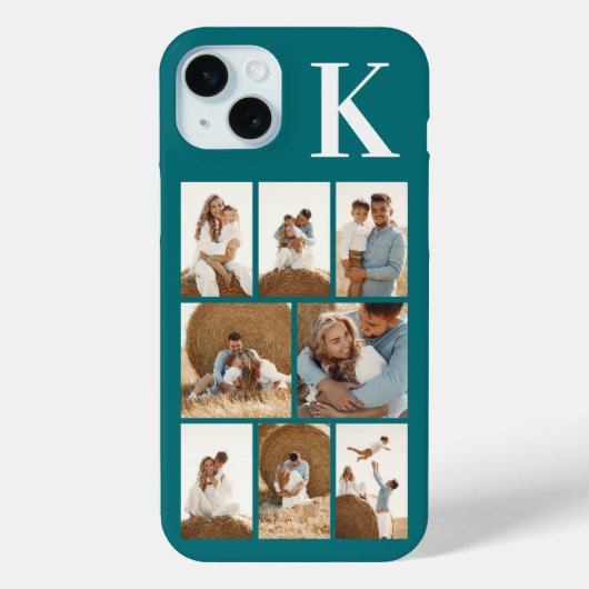 Moderne 8 Foto Teal Case-Mate iPhone Case (Achterkant)