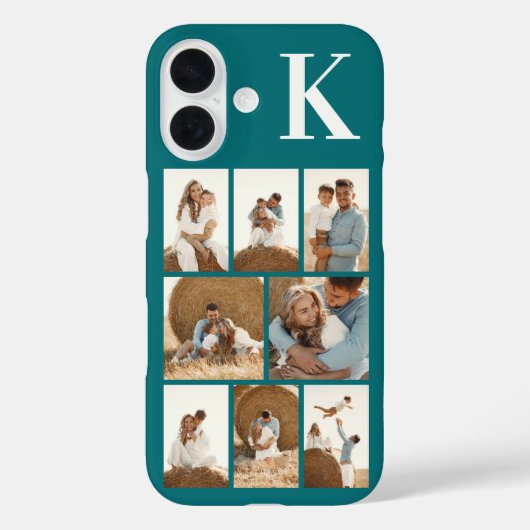 Moderne 8 Foto Teal Case-Mate iPhone Case (Achterkant)