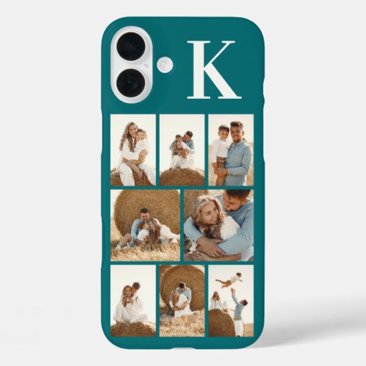 Moderne 8 Foto Teal Case-Mate iPhone Case (Achterkant)