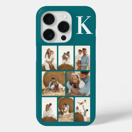 Moderne 8 Foto Teal Case-Mate iPhone Case (Achterkant)
