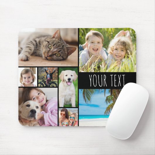Moderne 8 Fotocollage Gepersonaliseerde Aangepaste Muismat (Met muis)