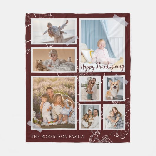 Moderne 8 Fotocollage Happy Thanksgiving Fleece Deken (Voorkant)