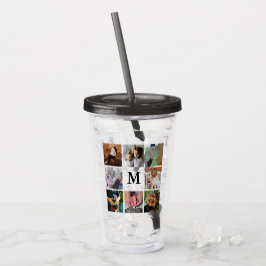 Moderne 8 fotocollage | Monogram Acryl Drinkbeker