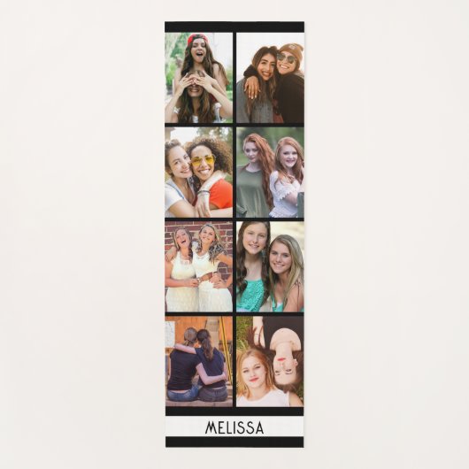 Moderne 8 Fotocollage Sjabloon Aangepaste naam Yogamat (Voorkant)