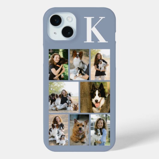 Moderne 8 Huisdier Foto Stof Blauw Case-Mate iPhone Case (Achterkant)