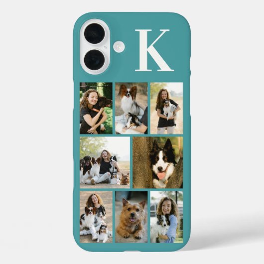 Moderne 8 Huisdier Foto Teal Case-Mate iPhone Case (Achterkant)