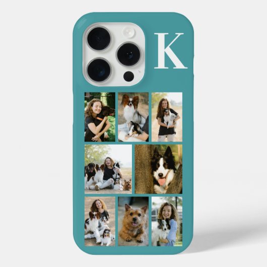 Moderne 8 Huisdier Foto Teal Case-Mate iPhone Case (Achterkant)