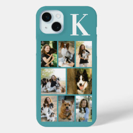 Moderne 8 Huisdier Foto Teal iPhone 15 Mini Hoesje