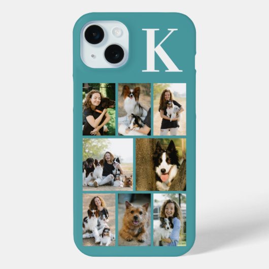 Moderne 8 Huisdier Foto Teal Case-Mate iPhone Case (Achterkant)
