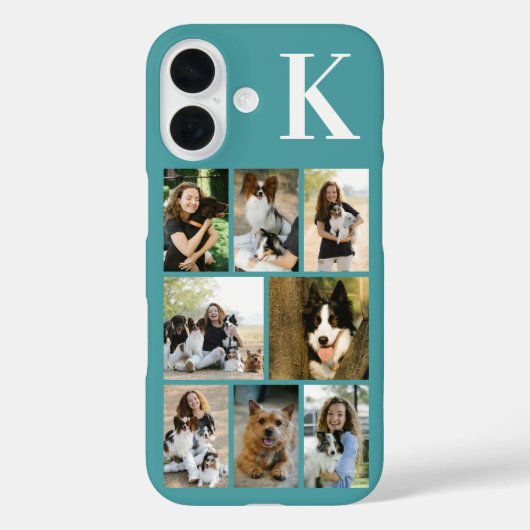 Moderne 8 Huisdier Foto Teal Case-Mate iPhone Case (Achterkant)