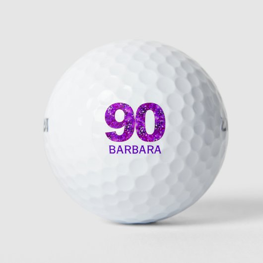 Moderne 90e verjaardag golfballen paarse initialen (Voorkant)