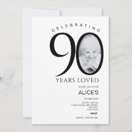 Moderne 90e verjaardag met foto in aantal, minimaa kaart