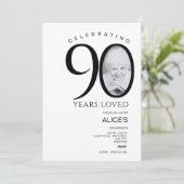 Moderne 90e verjaardag met foto in aantal, minimaa kaart (Staand voorkant)