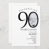 Moderne 90e verjaardag met foto in aantal, minimaa kaart (Voorkant / Achterkant)