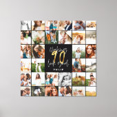 Moderne 90e verjaardag multi-foto scriptgift canvas afdruk (Voorkant)
