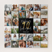 Moderne 90e verjaardag multi-foto scriptgift legpuzzel (Verticaal)