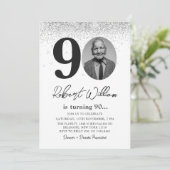 Moderne 90e verjaardag Party foto uitnodiging (Staand voorkant)