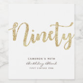 Moderne 90e verjaardag van wit en goud op maat wijn etiket (Enkel label)
