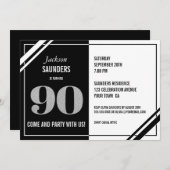 Moderne 90e verjaardag: Zwarte en Witte Partij Kaart (Voorkant / Achterkant)