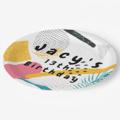 Moderne 90s Collage Retro Party Papieren Bordje (Gekanteld)