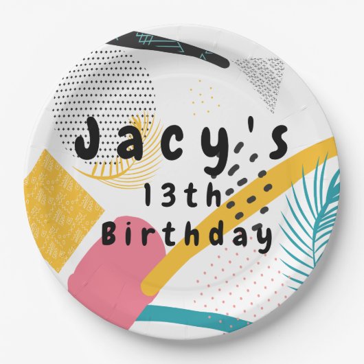 Moderne 90s Collage Retro Party Papieren Bordje (Voorkant)