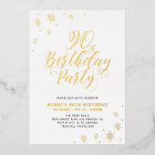 Moderne 90ste verjaardagsfeestje echte Folie uitno Folie Uitnodiging (Voorkant)