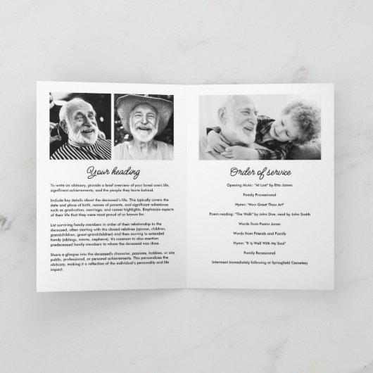 Moderne 9-foto begrafenis / herdenkingsdienst programma (Binnen)