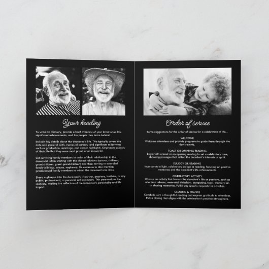 Moderne 9-foto begrafenis / herdenkingsdienst programma (Binnen)