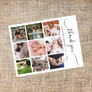 Moderne 9 Foto Collage Baby Shower Bedankt Briefkaart