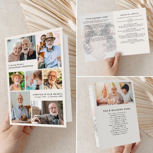 Moderne 9-Foto In Lieve Herinnering Gevouwen Rouwk Programma
