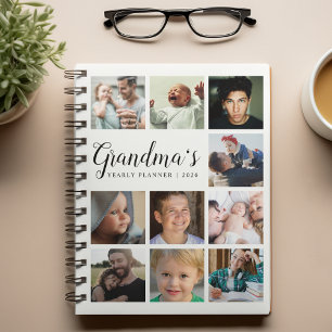 Moderne 9 fotocollage jaarlijks planner