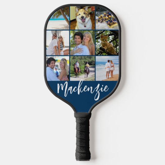 Moderne 9 Naam aangepaste kleur voor Photo Collage Pickleball Paddle (Voorkant)