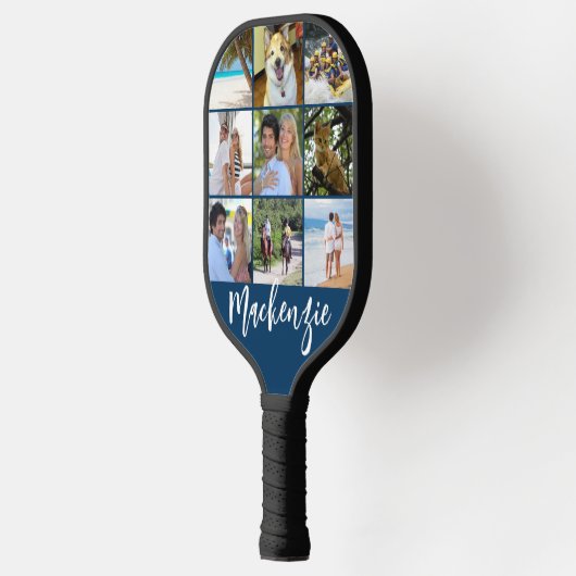 Moderne 9 Naam aangepaste kleur voor Photo Collage Pickleball Paddle (Links)