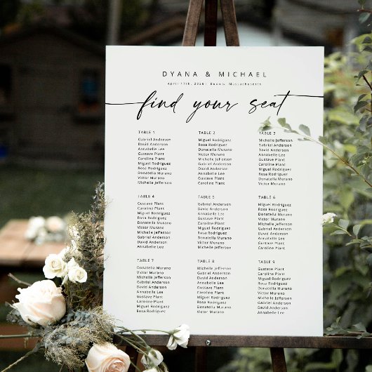 Moderne 9 tafels Vind uw Zitplaatskaart Poster