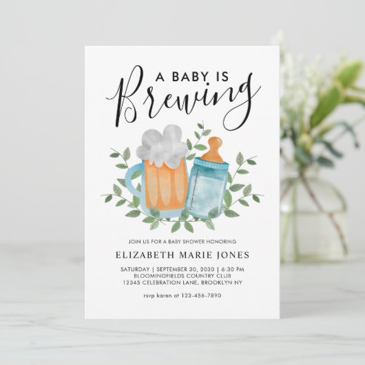Moderne A Baby is Baby shower van de brouwflesfles Kaart (Staand voorkant)