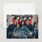 Moderne A Merry Move New Home Photo Holiday Moving Aankondigingskaart (Voorkant / Achterkant)