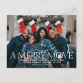 Moderne A Merry Move New Home Photo Holiday Moving Aankondigingskaart (Voorkant)